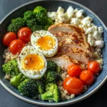 Protein-Packed Quinoa Bowl with Chicken, Eggs & Feta