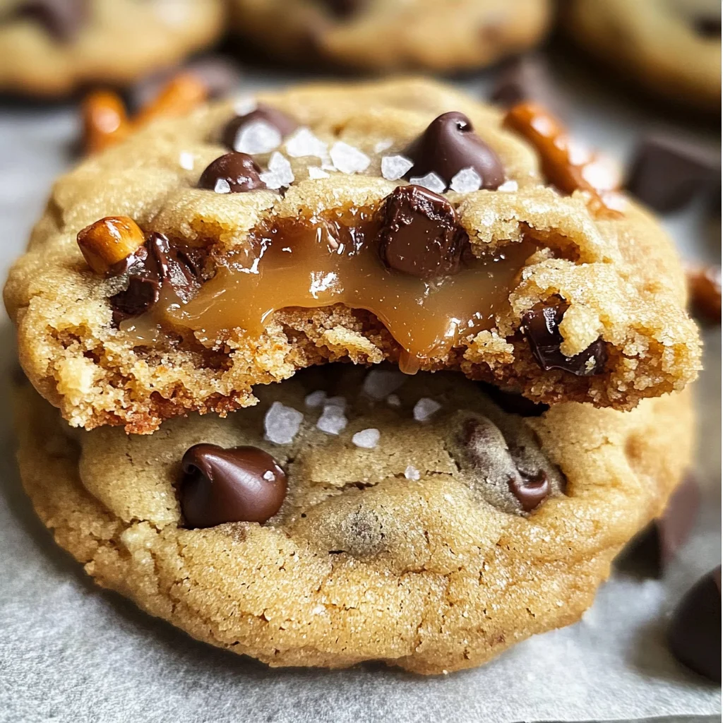 Salted Caramel Pretzel Chocolate Chip Cookies