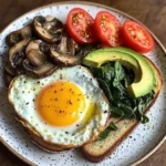 Savory Breakfast Plate with Mushrooms & Avocado