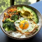 Sunny Egg & Veggie Rice Bowl with Avocado