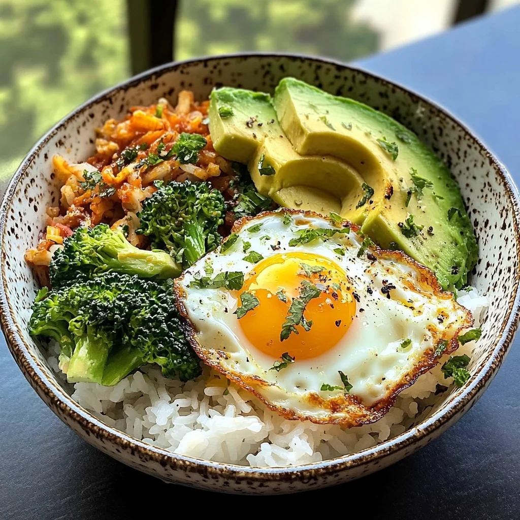 Sunny Egg & Veggie Rice Bowl with Avocado