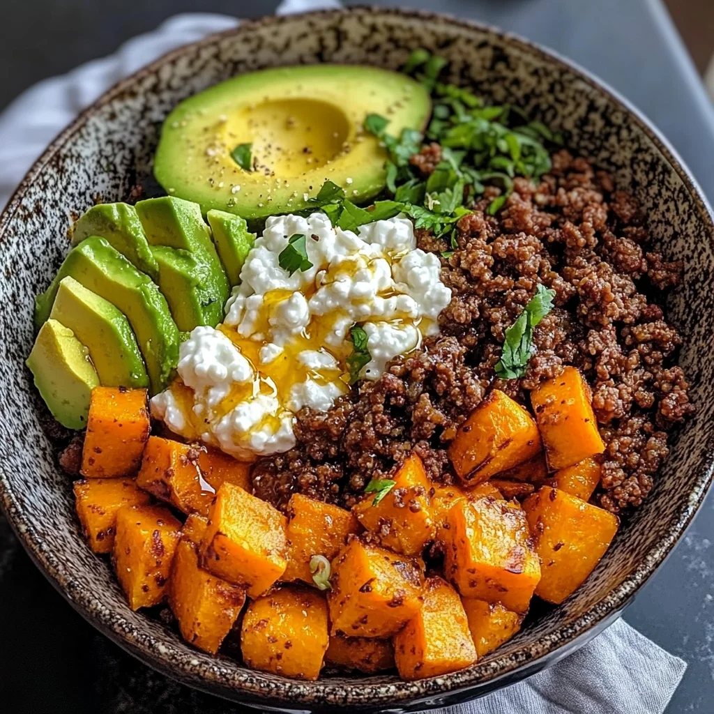 Sweet Potato, Beef & Avocado Protein Bowl
