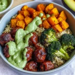 Barbecue Meatball Bowls with Avocado Goddess Sauce
