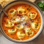 Cheesy Tomato Tortellini Soup - Alrightwithme