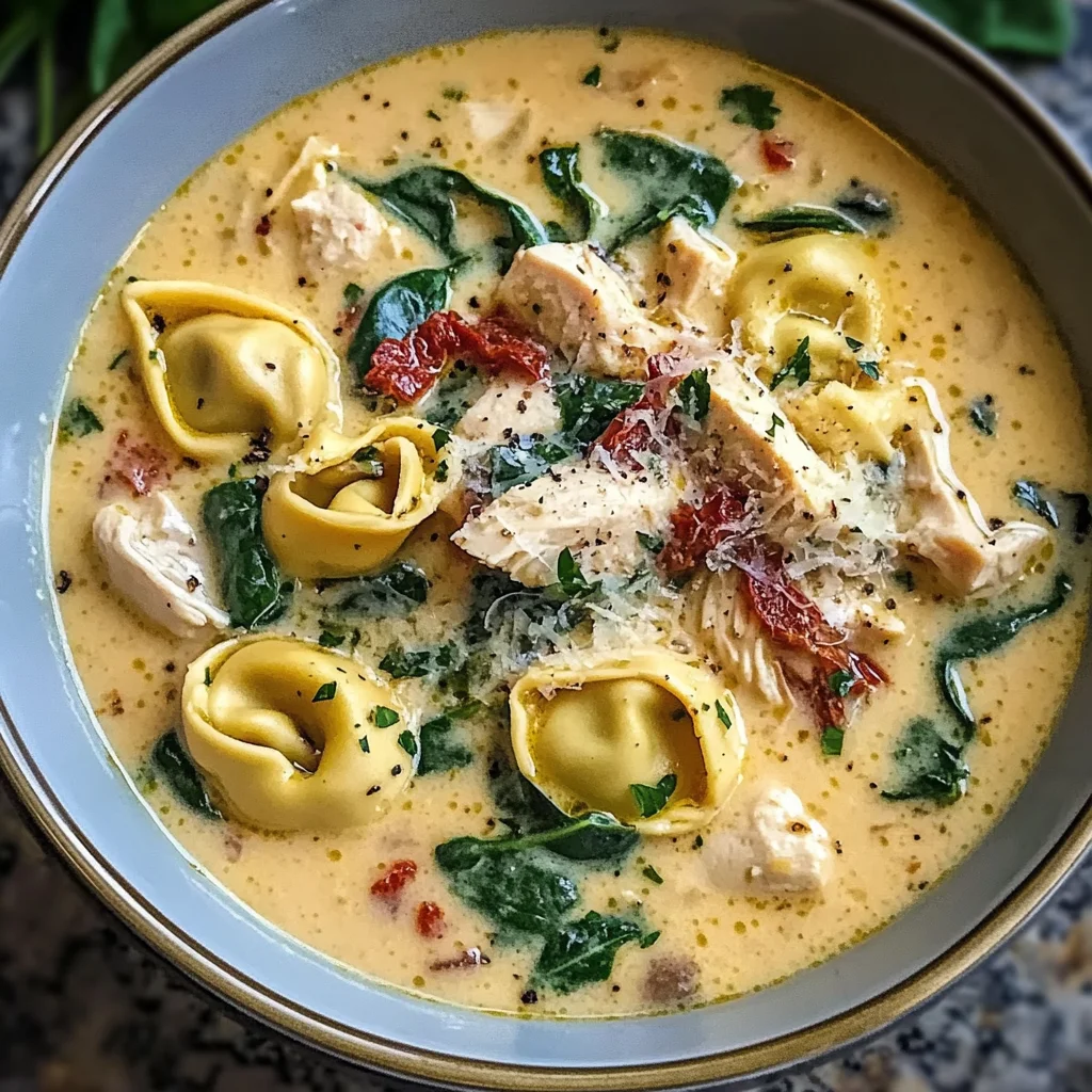 Creamy Tuscan Chicken Tortellini Soup Recipe