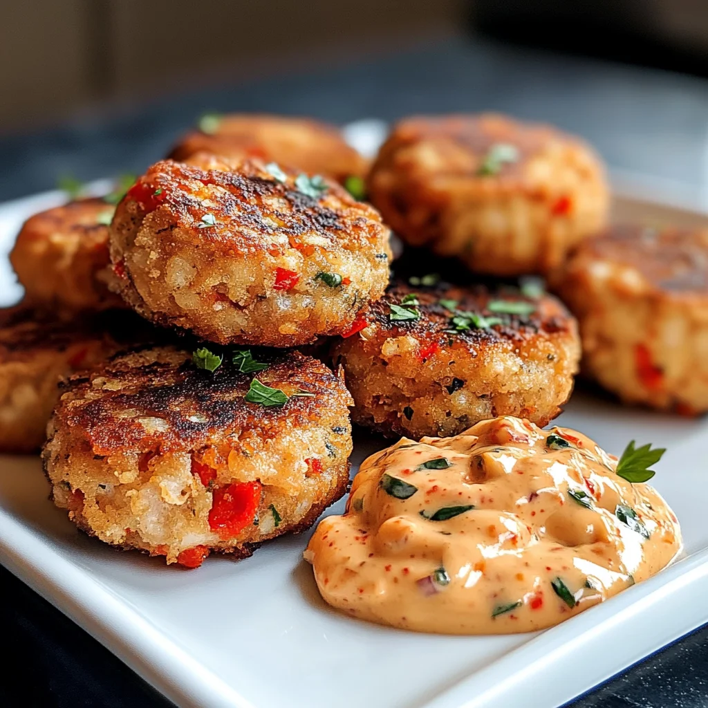 Mini Crawfish Cakes with Red Pepper Remoulade