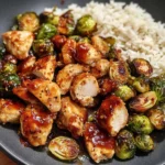 Air Fryer Sweet Chili Chicken and Brussels Sprouts