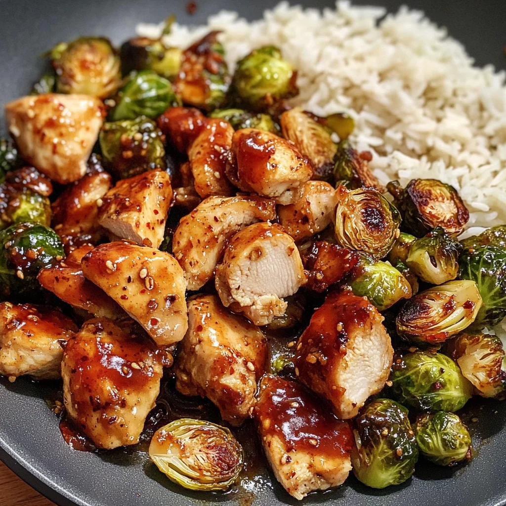 Air Fryer Sweet Chili Chicken and Brussels Sprouts