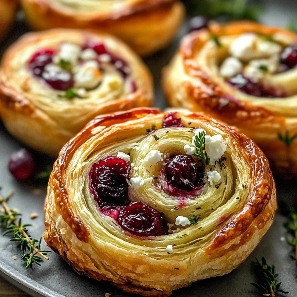 Cranberry Cream Cheese Pinwheels with Feta & Herbs