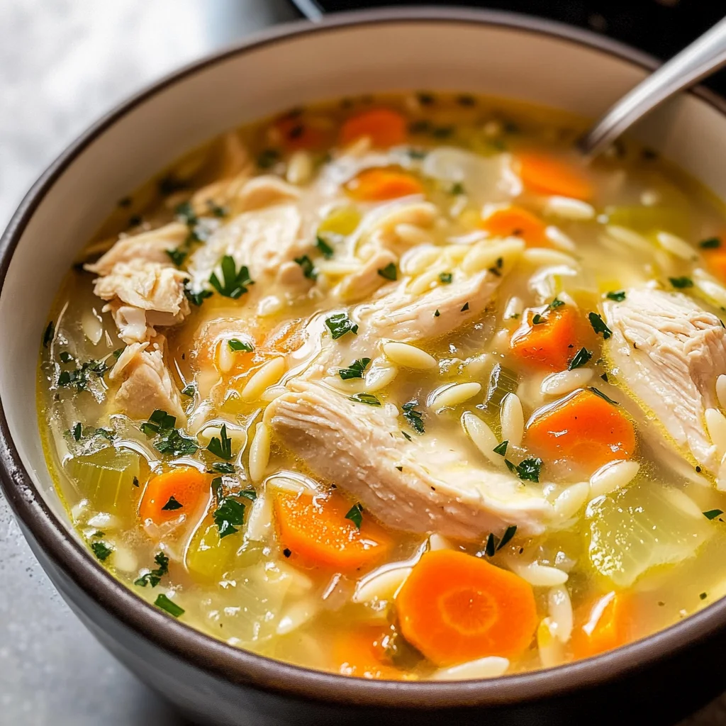 Lemon Chicken Orzo Soup