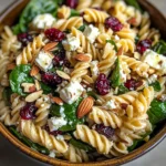 Nutritious Spinach Pasta Salad with Feta and Cranberries