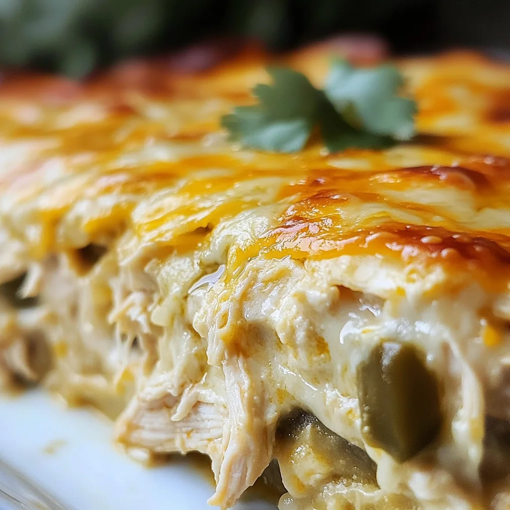 Quick and Easy Green Chile Chicken Enchilada Casserole