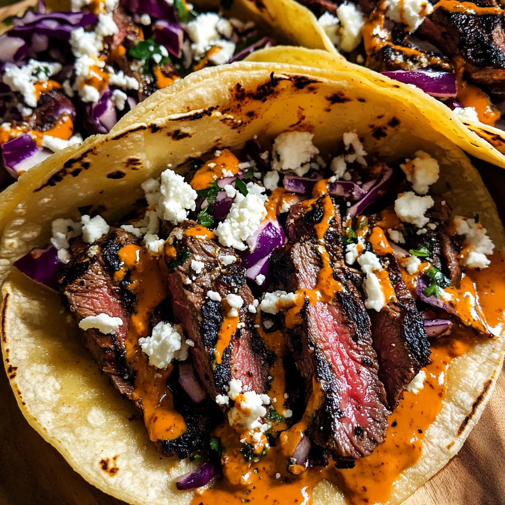 Steak Tacos with Chipotle Sauce & Roasted Cabbage Slaw