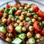 Chickpea Salad with Cucumbers and Tomatoes