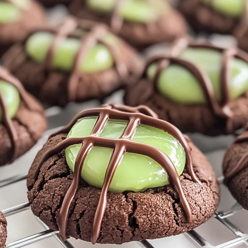 Chocolate Mint Thumbprint Cookies