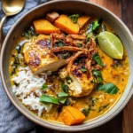 Crockpot Coconut Chicken Curry with Crispy Shallot Basil Oil