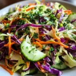 Easy Tangy Vinegar Cabbage Salad with Crisp Vegetables (No Mayo)
