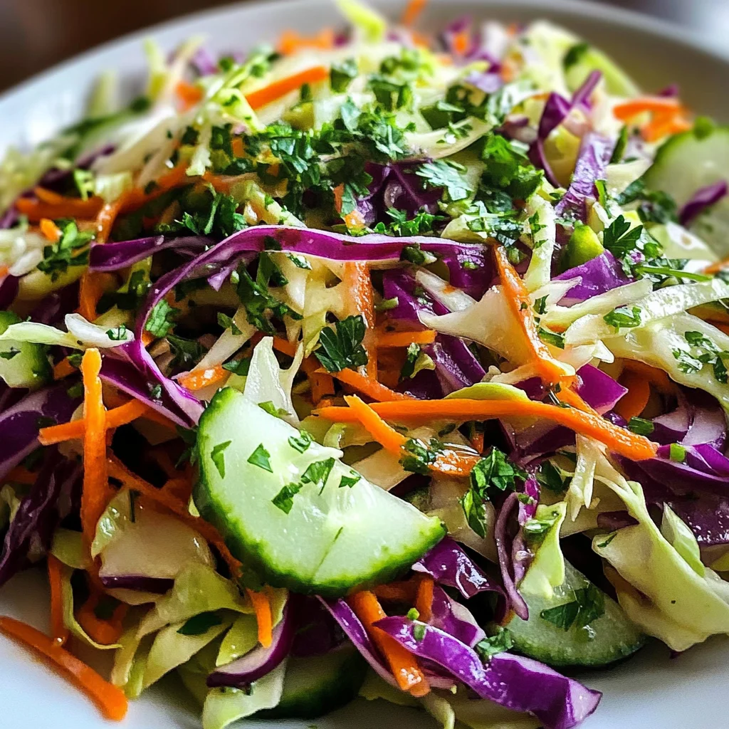 Easy Tangy Vinegar Cabbage Salad with Crisp Vegetables (No Mayo)