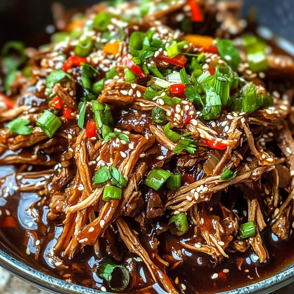 Irresistibly Juicy Slow Cooker Asian Pulled beef Delight