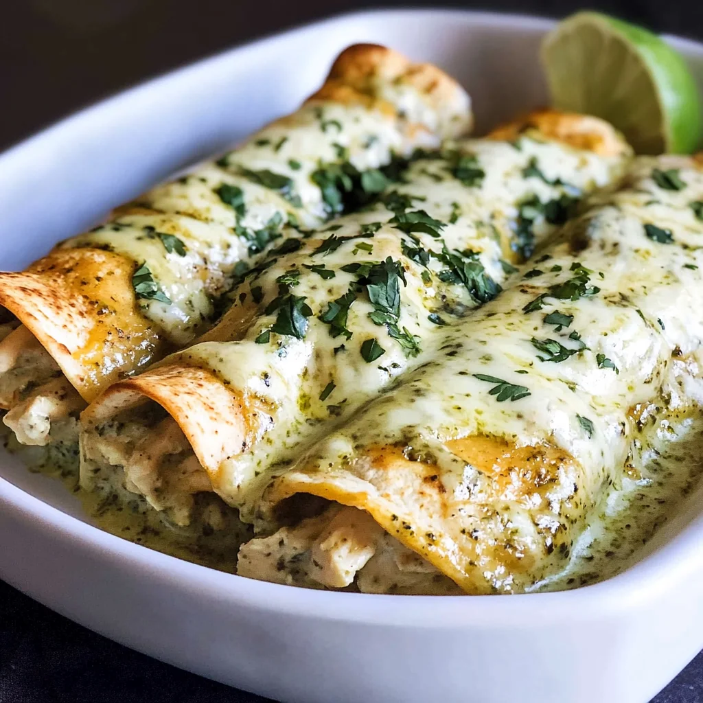 Creamy Poblano Chicken Enchiladas