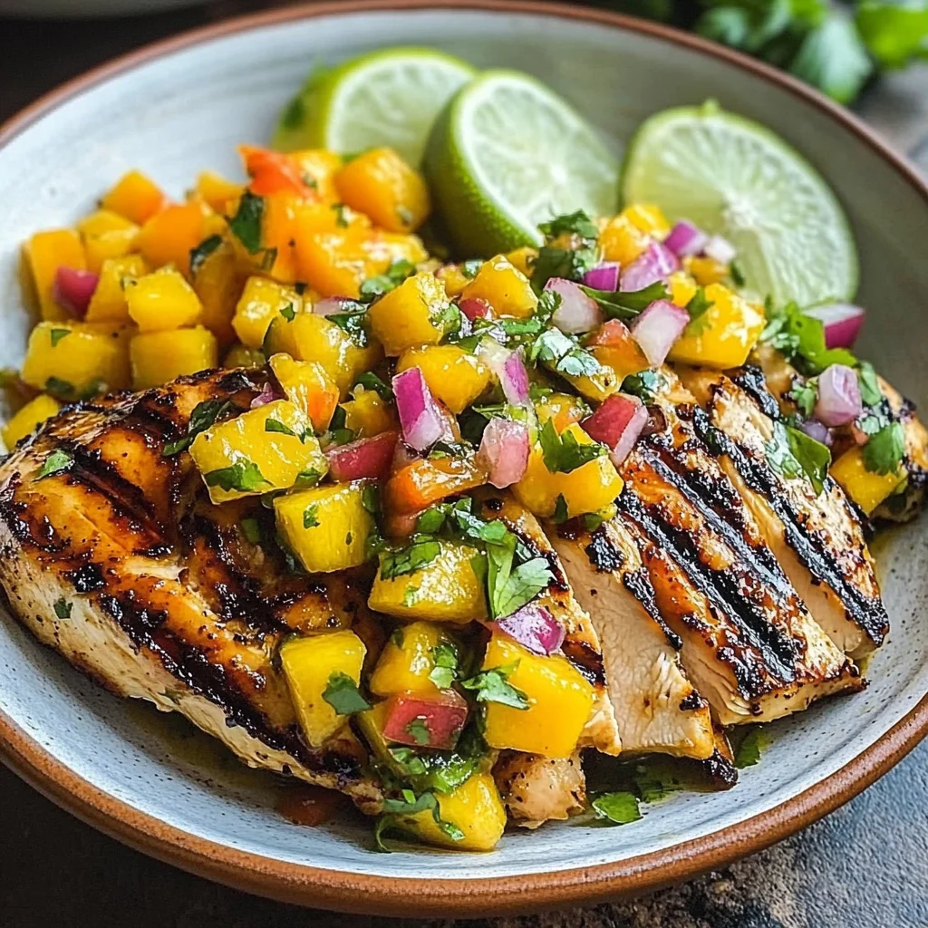 Grilled Cilantro Lime Chicken and Mango Salsa