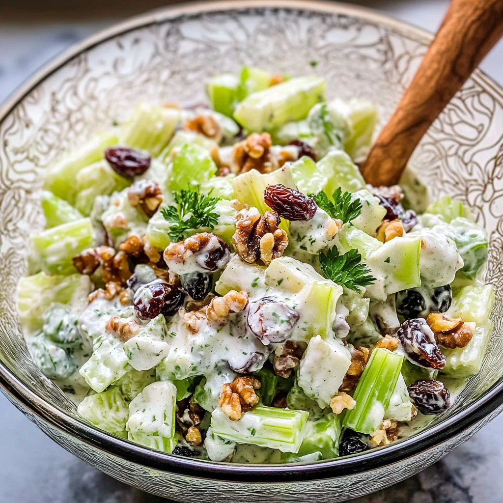 Creamy Celery Salad with Walnuts and Raisins