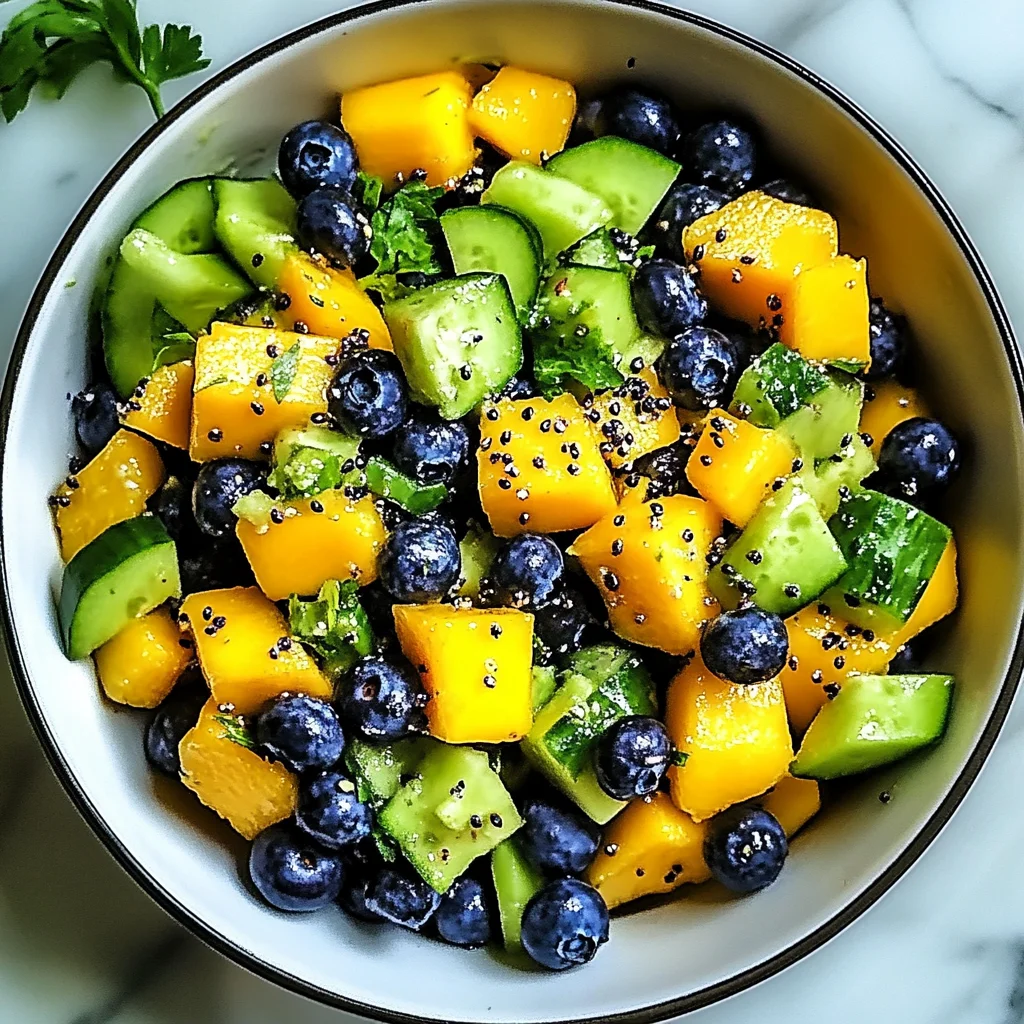 Juicy Mango Cucumber Salad with Blueberries and Avocado Delight
