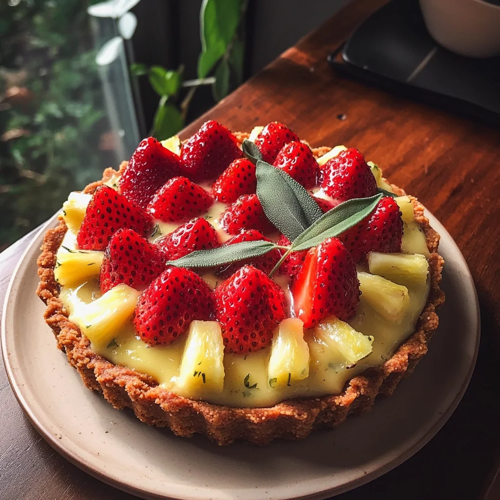 Tarte aux fraises et sauge ananas