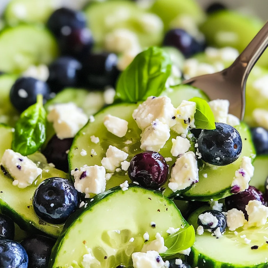 Cucumber Salad with Blueberries and Feta Cheese