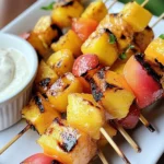 Grilled Fruit Skewers with Easy Yogurt Dip