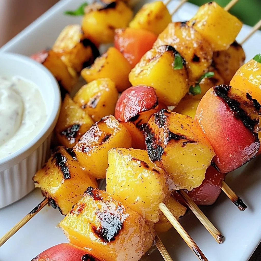Grilled Fruit Skewers with Easy Yogurt Dip