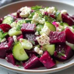 Vibrant Beet Feta Salad with Cucumber and Dill - Homefoodkitchen