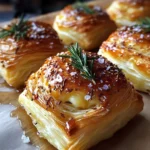 Warm Brie-Stuffed Puff Pastry Bites with Hot Honey & Rosemary