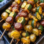 Cowboy Butter Kielbasa and Potato Skewers