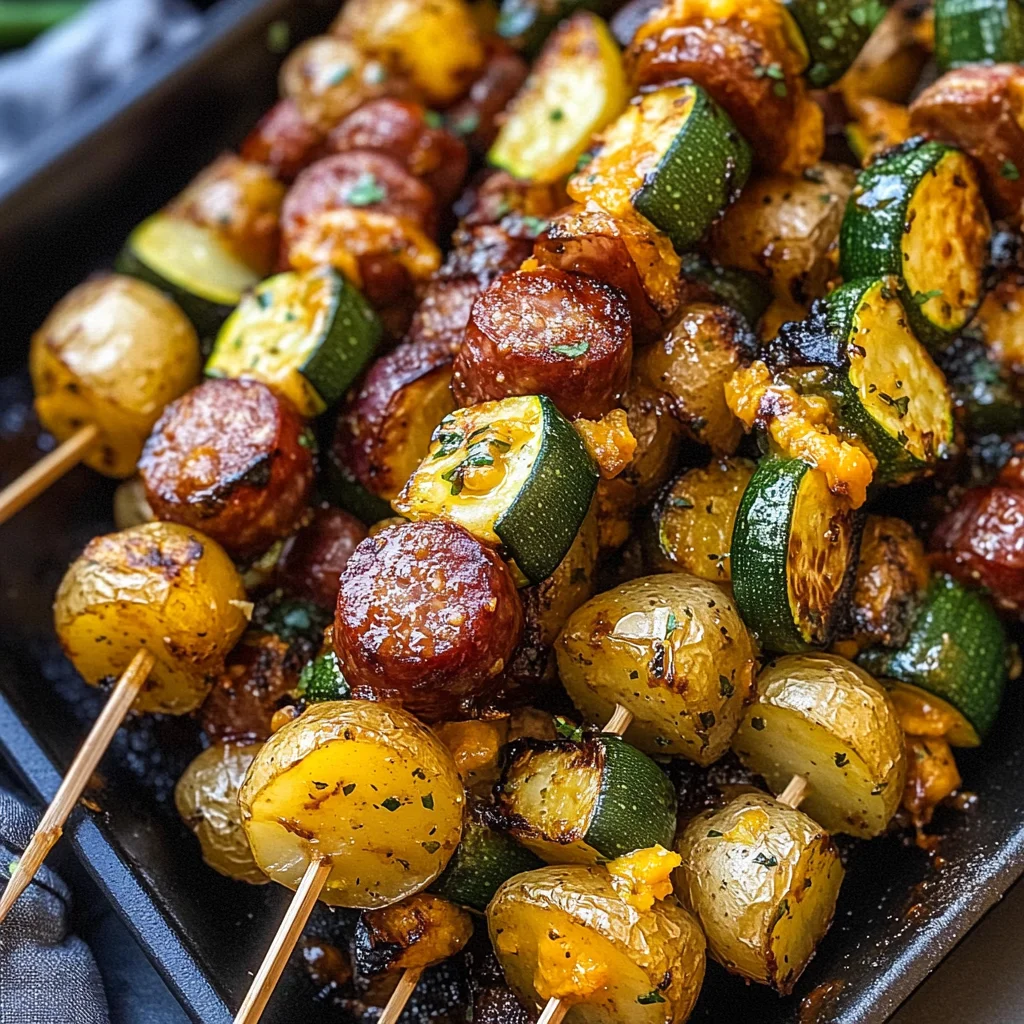 Cowboy Butter Kielbasa and Potato Skewers