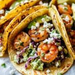 Spicy Shrimp Tacos with Garlic Cilantro Lime Slaw