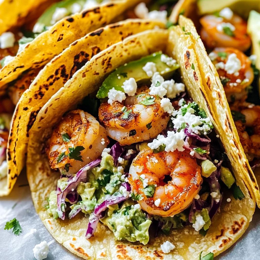 Spicy Shrimp Tacos with Garlic Cilantro Lime Slaw